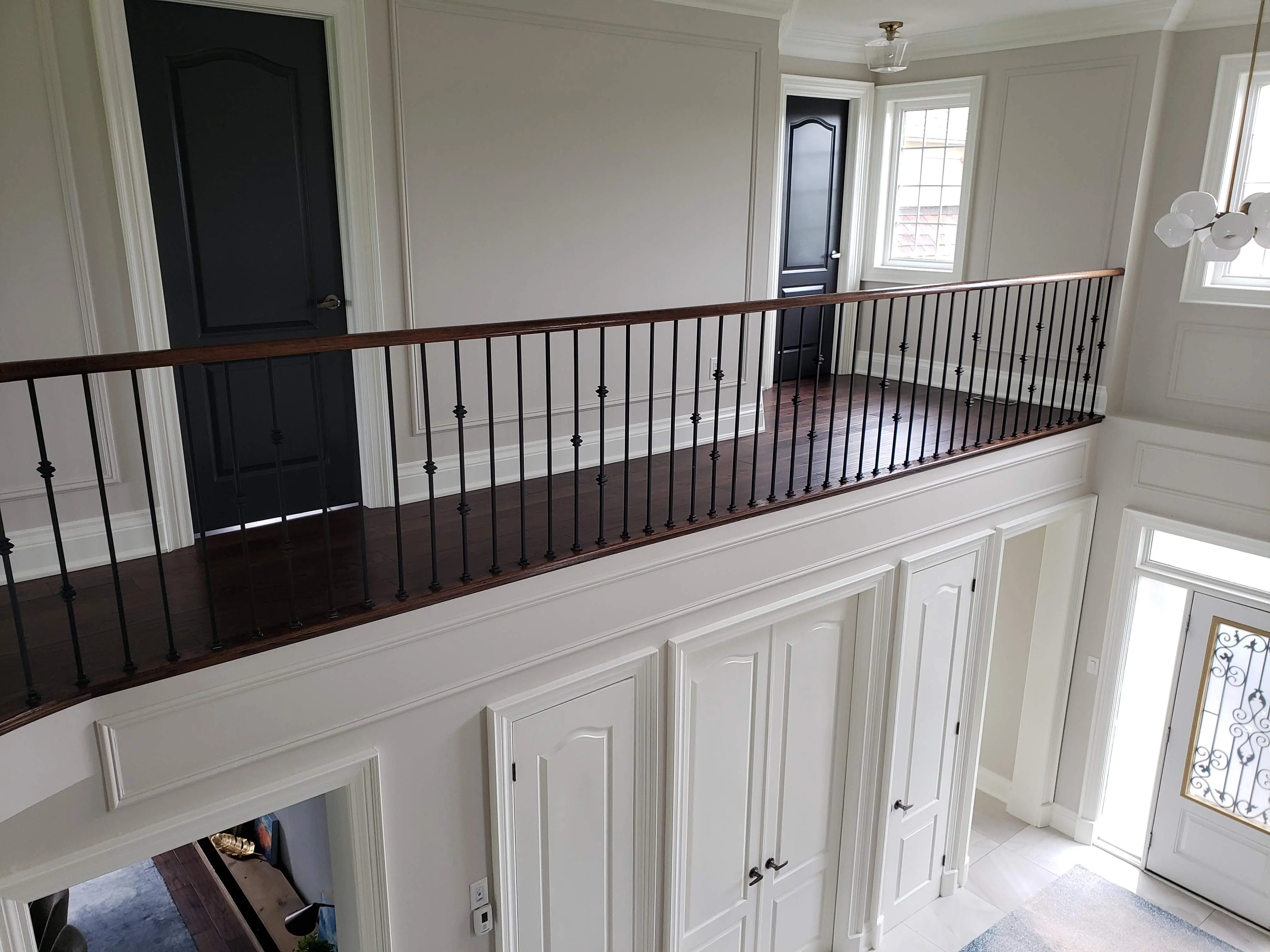 Luxurious living room with perfectly painted walls, smooth trims, and refined interior detailing.