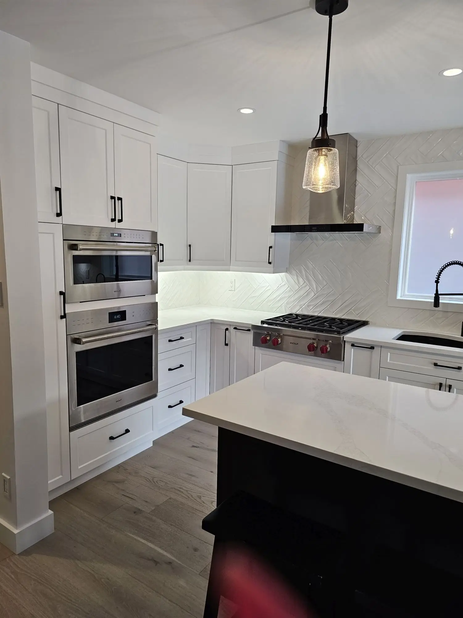 White marble kitchen renovation in Toronto.