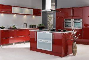 High Gloss Red Kitchen Cabinets