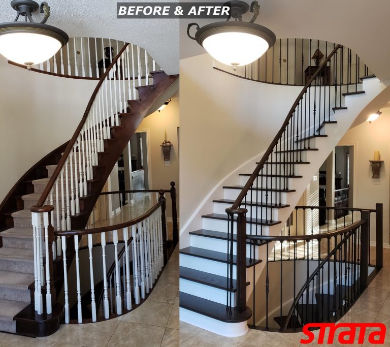 Before and After - Dust Free Popcorn Removal - Stair Refinishing - Railing Renovation - Maple, Vaughan, Woodbridge