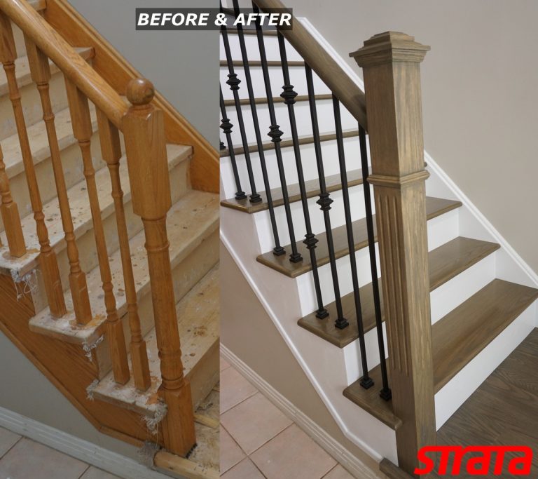 Before and After - Dust Free Stair Refinishing - Railing Renovation - Brampton, Bolton, Kleinbug, Woodbridge, Maple
