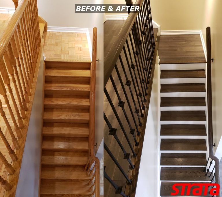 Before and After - Dust Free Stair Refinishing - Railing Renovation - Maple, Vaughan, Woodbridge