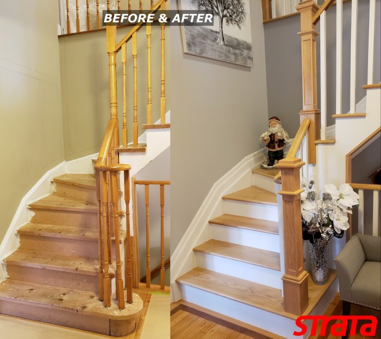 Before and After - Dust Free Stair Refinishing - Railing Renovation - Mississauga, Etobicoke