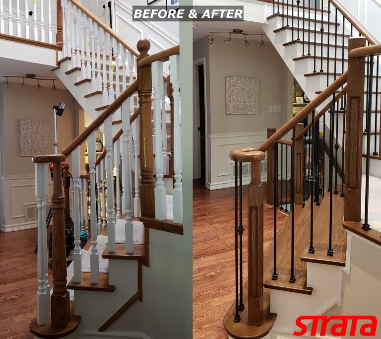 Before and After - Dust Free Stair Refinishing - Railing Renovation - Richmond Hill, Markham